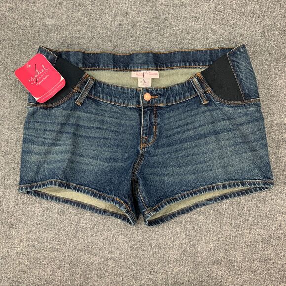 Ingrid & Isabel Maternity Denim Shorts Womens 10 Stretch Side Panels Sculpting - Picture 2 of 10